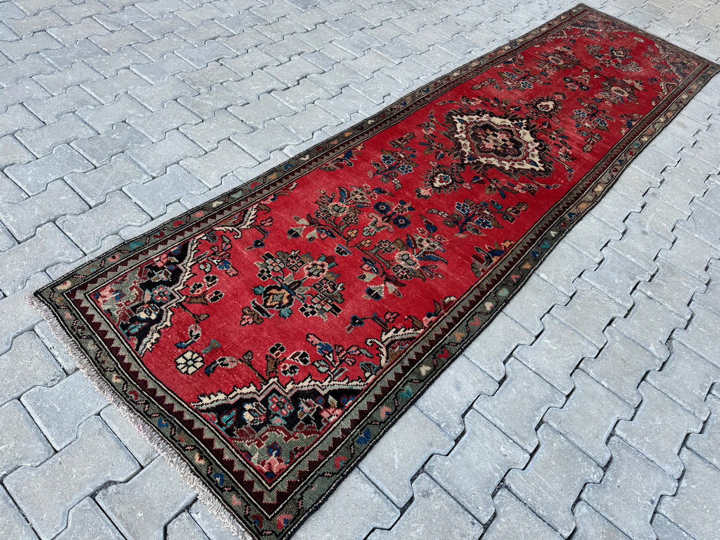Vintage Runner Rug Wool 3x10 ft - sku1671
