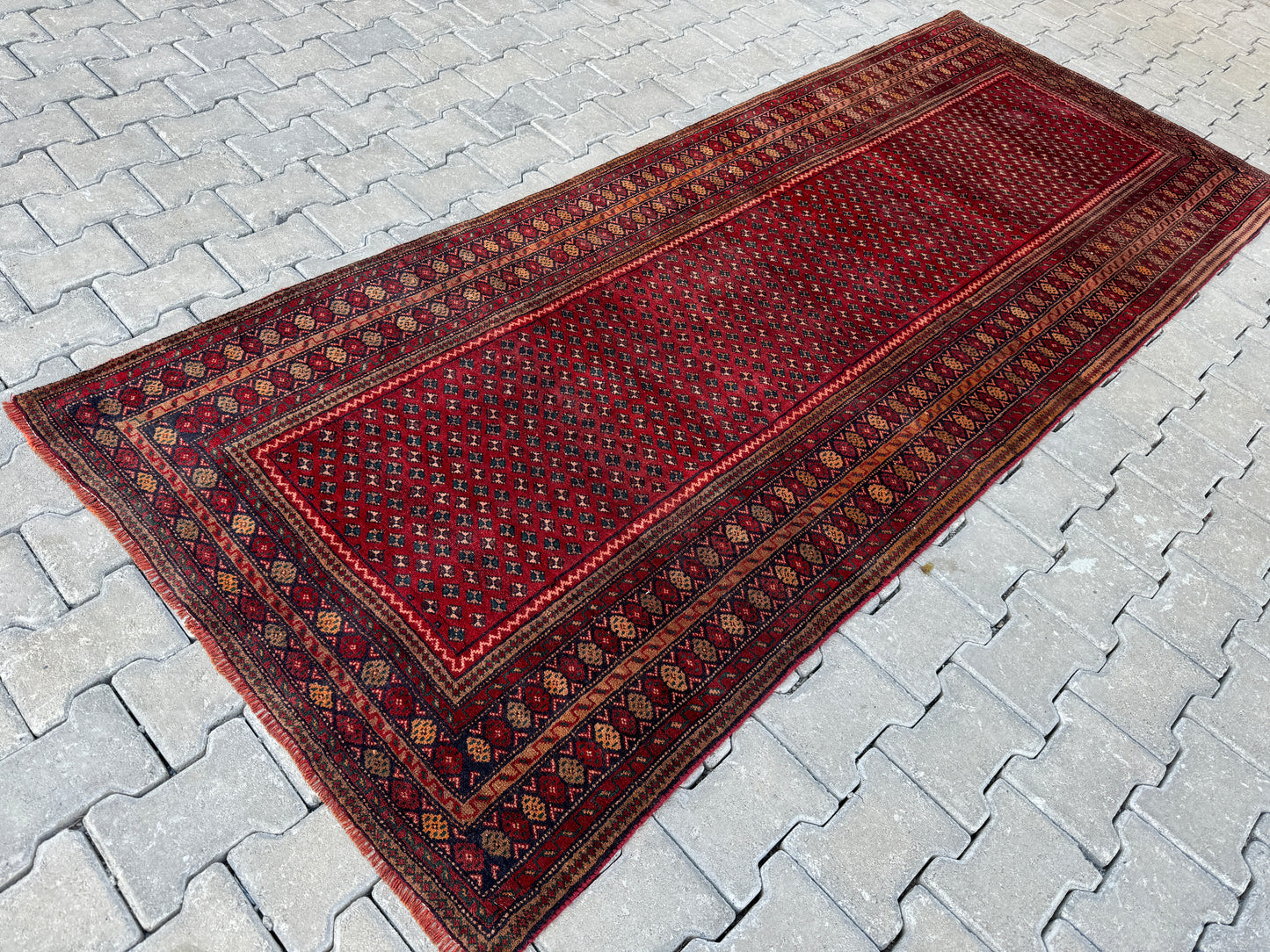 Vintage Hand Woven Runner Rug 3x9 ft - sku1684