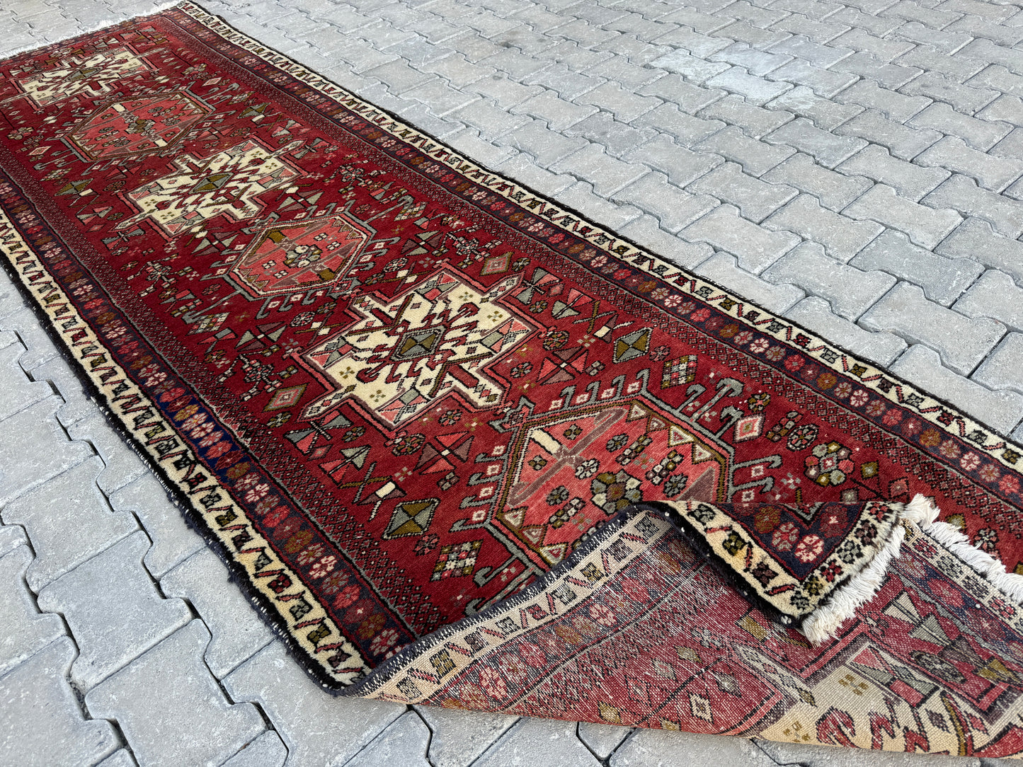 Vintage Wool Runner Rug 3x11 ft - sku1680