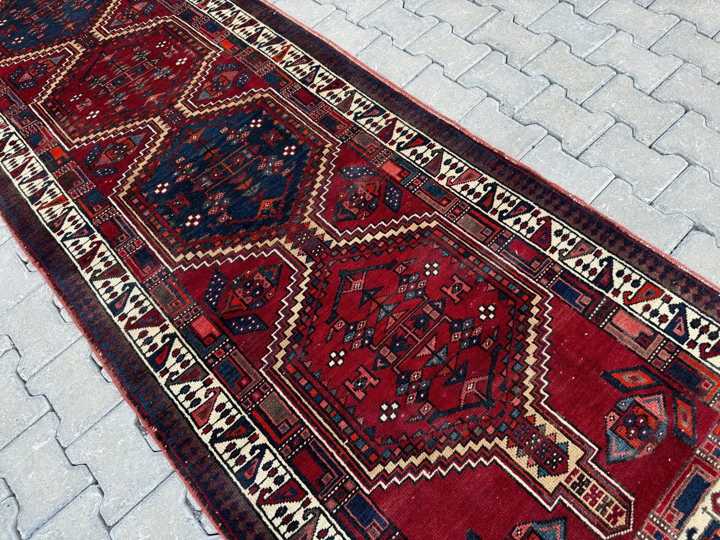 Vintage Long Wool Runner Rug 3x15 ft - sku1696
