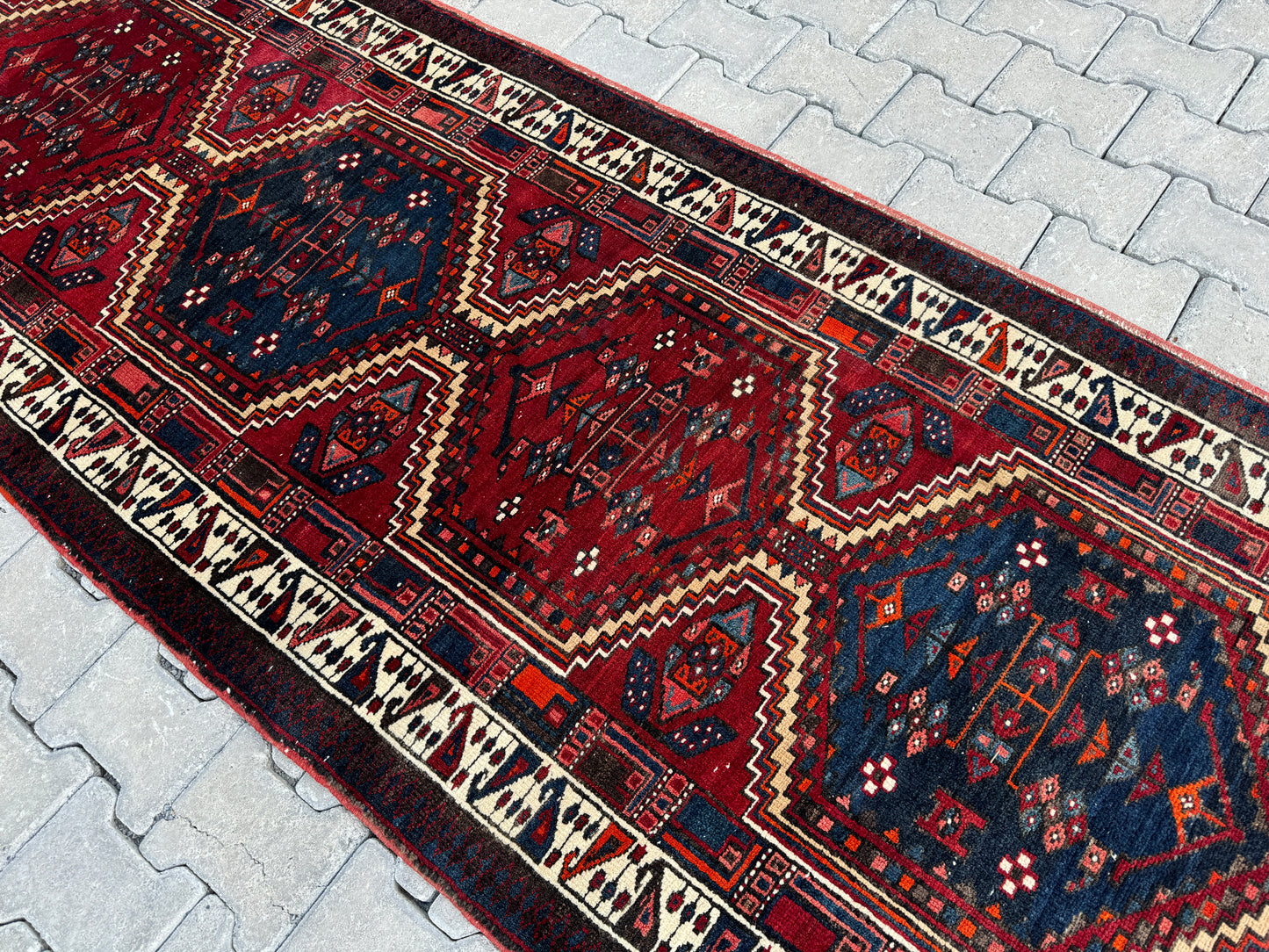 Vintage Long Wool Runner Rug 3x15 ft - sku1696