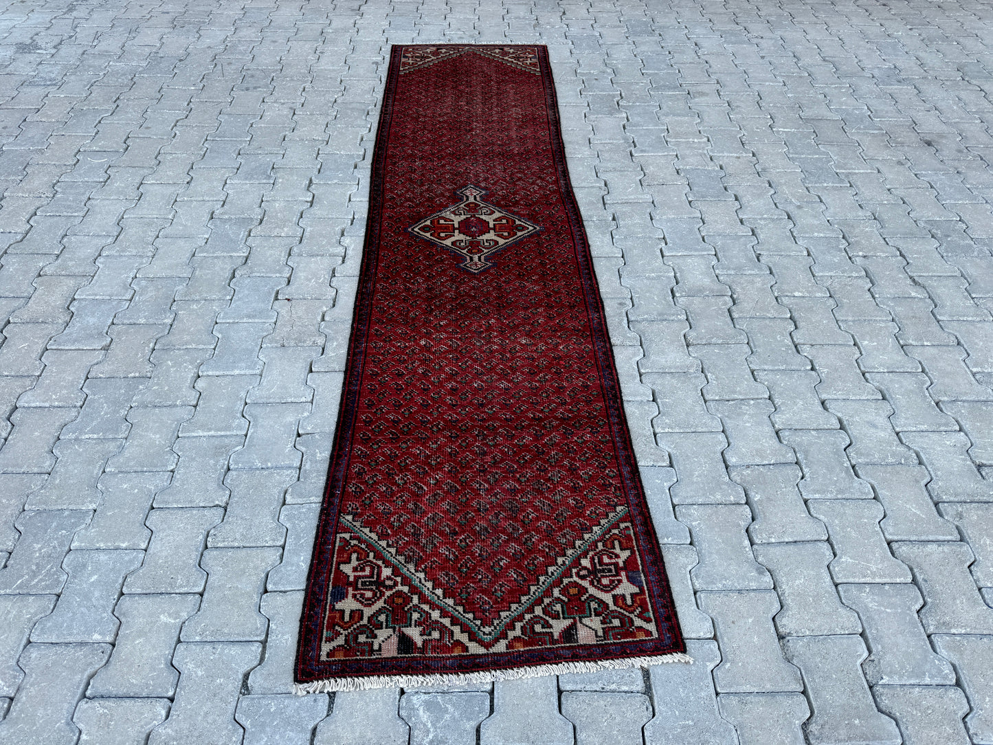 Vintage Runner Rug Wool 2x9 ft - sku1701