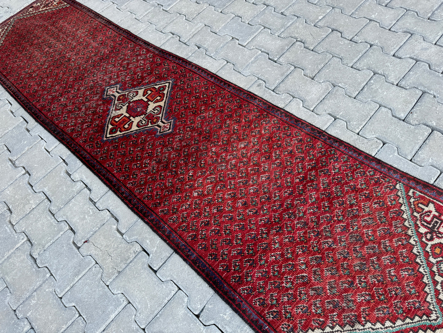 Vintage Runner Rug Wool 2x9 ft - sku1701