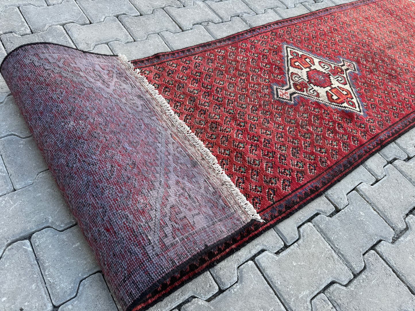 Vintage Runner Rug Wool 2x9 ft - sku1701