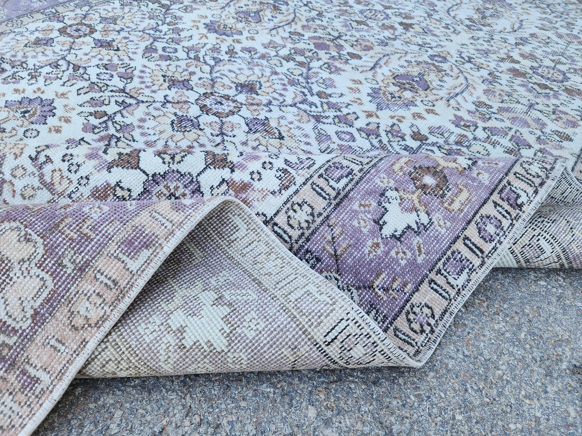 Oushak Neutral Rug 5x9, Turkish Beige Hand Made Carpet, Rustic Dining Room Decor