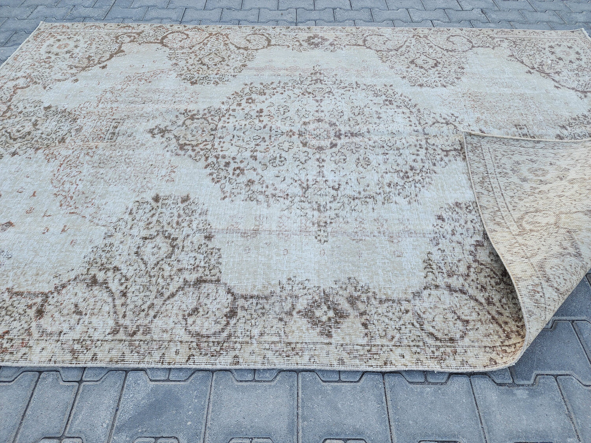 Dining Room Rug 6x10, Turkish Hand Knotted Carpet, Living Room Boho Decor