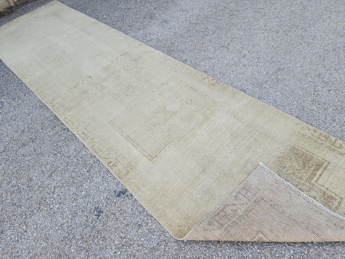 3x13 Vintage Turkish Wool Runner Rug, Hand-Knotted Hallway & Entryway Rug