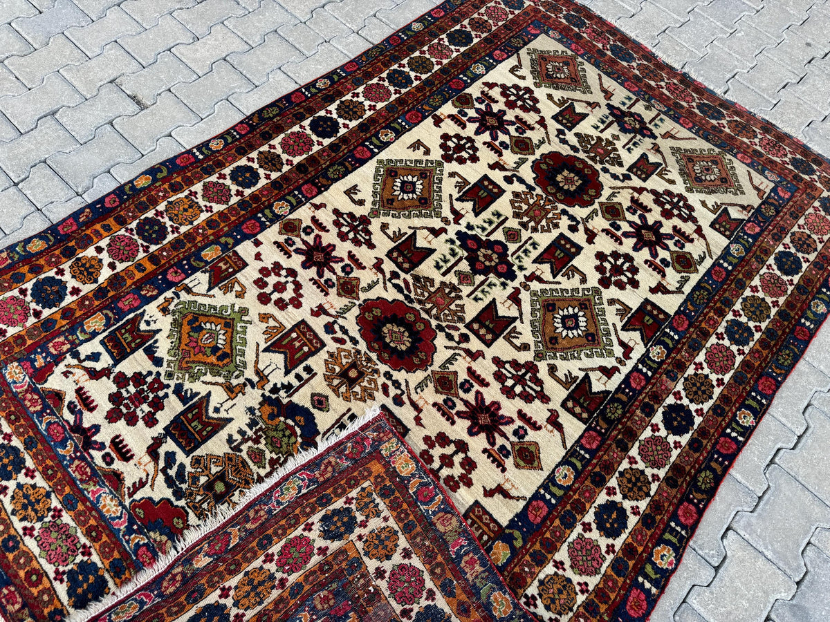 5x8 Antique Turkish Wool Rug: Handcrafted Boho Area Rug