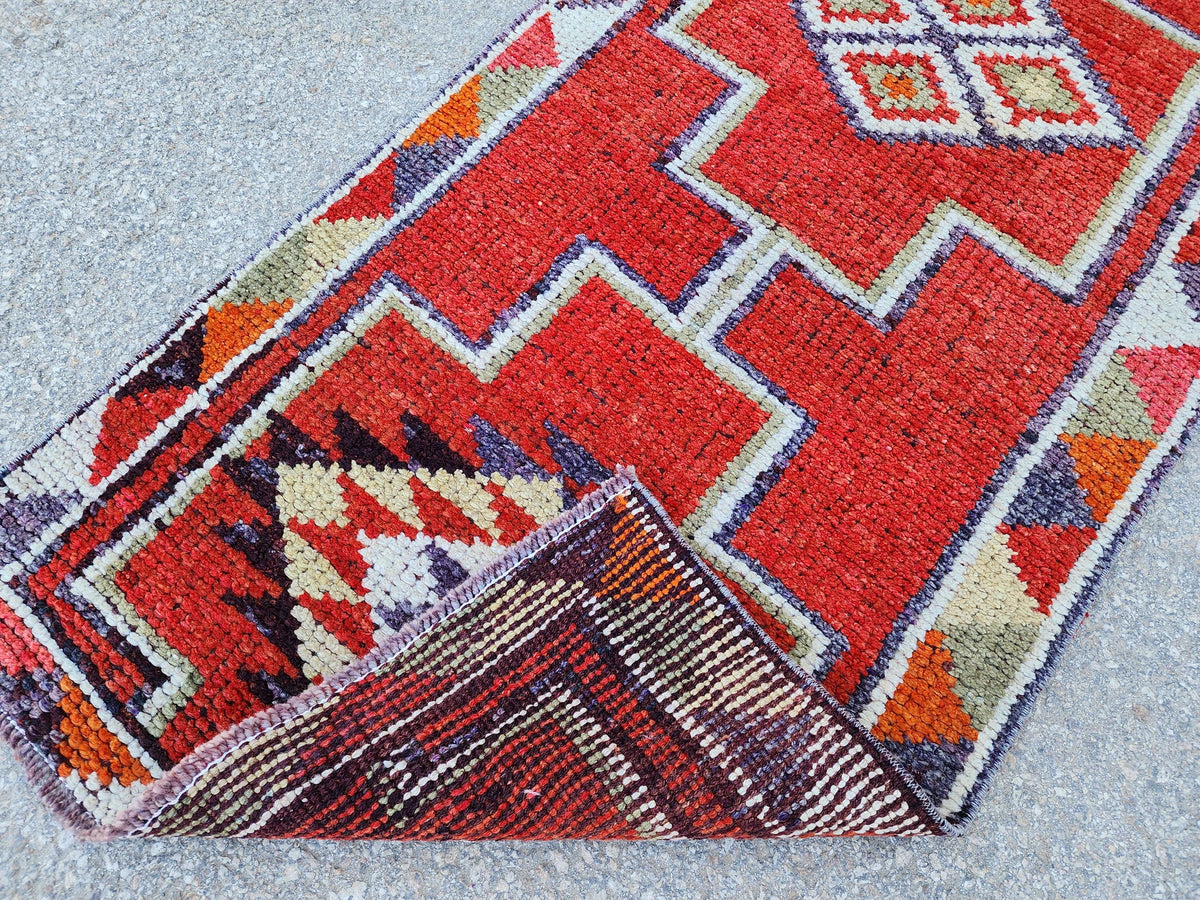 2x10 Herki Runner Rug, Hand Made Up Cycled Wool, Hallway Decor, Home Decor