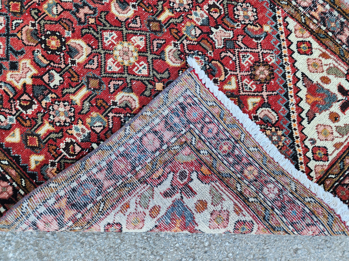 Oriental Boho Runner Rug 3x10: Hand Knotted, Red and White