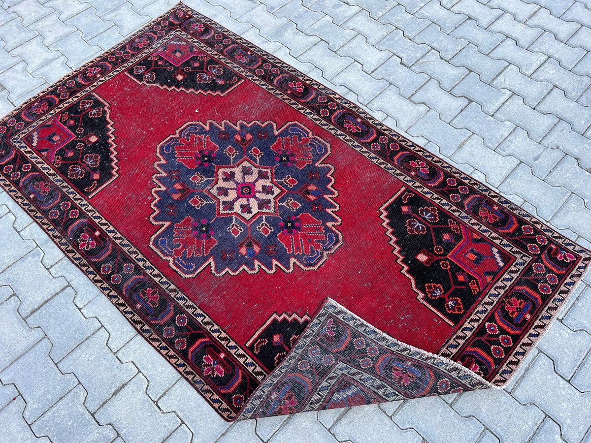 4x7 Vintage Oushak Rug: Hand Knotted Wool Oriental Rug