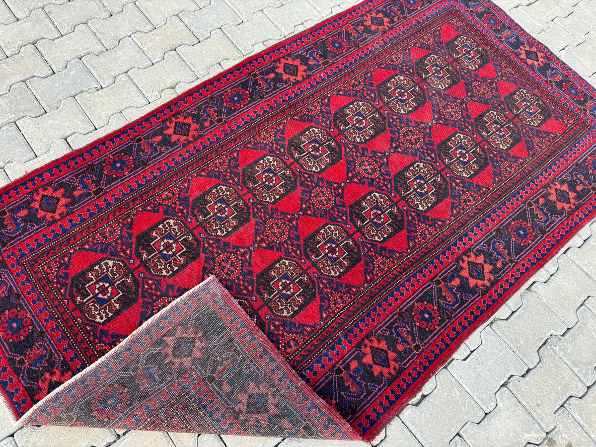 4x7 Red Turkish Oushak Rug: Handwoven Wool Vintage Style