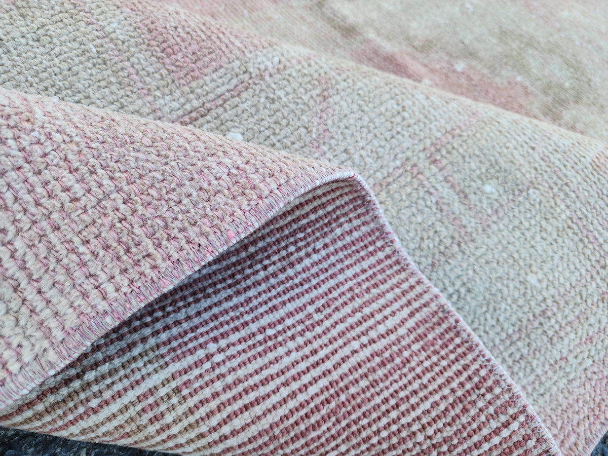 Neutral Runner Rug 2.7x13.7 ft, Stair Wool Runner Rug, Powder Pink Hand Made Decor