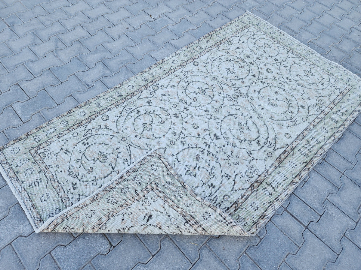 Handwoven Turkish Oushak Rug 4x7: Wool & Cotton Blend