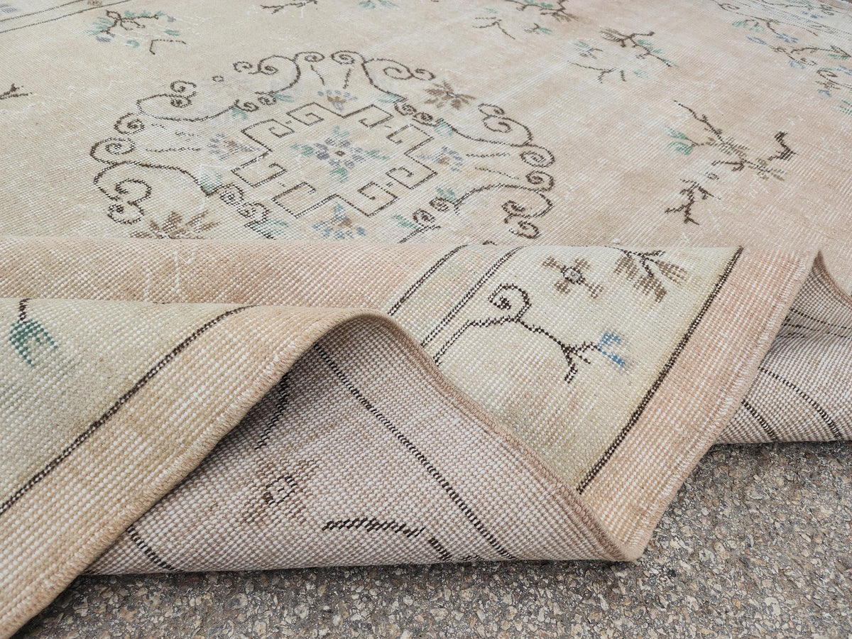 6x9 Neutral Turkish Rug, Hand Made Area Carpet, Bohemian Living Room Decor