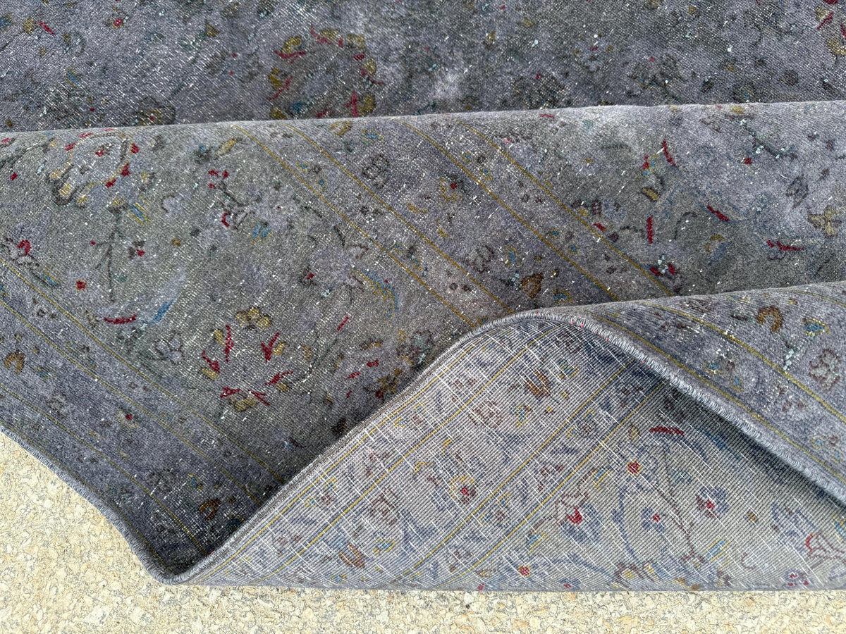 Oriental Gray Area Rug 8×10, Vintage Hand Woven Wool Traditional Carpet