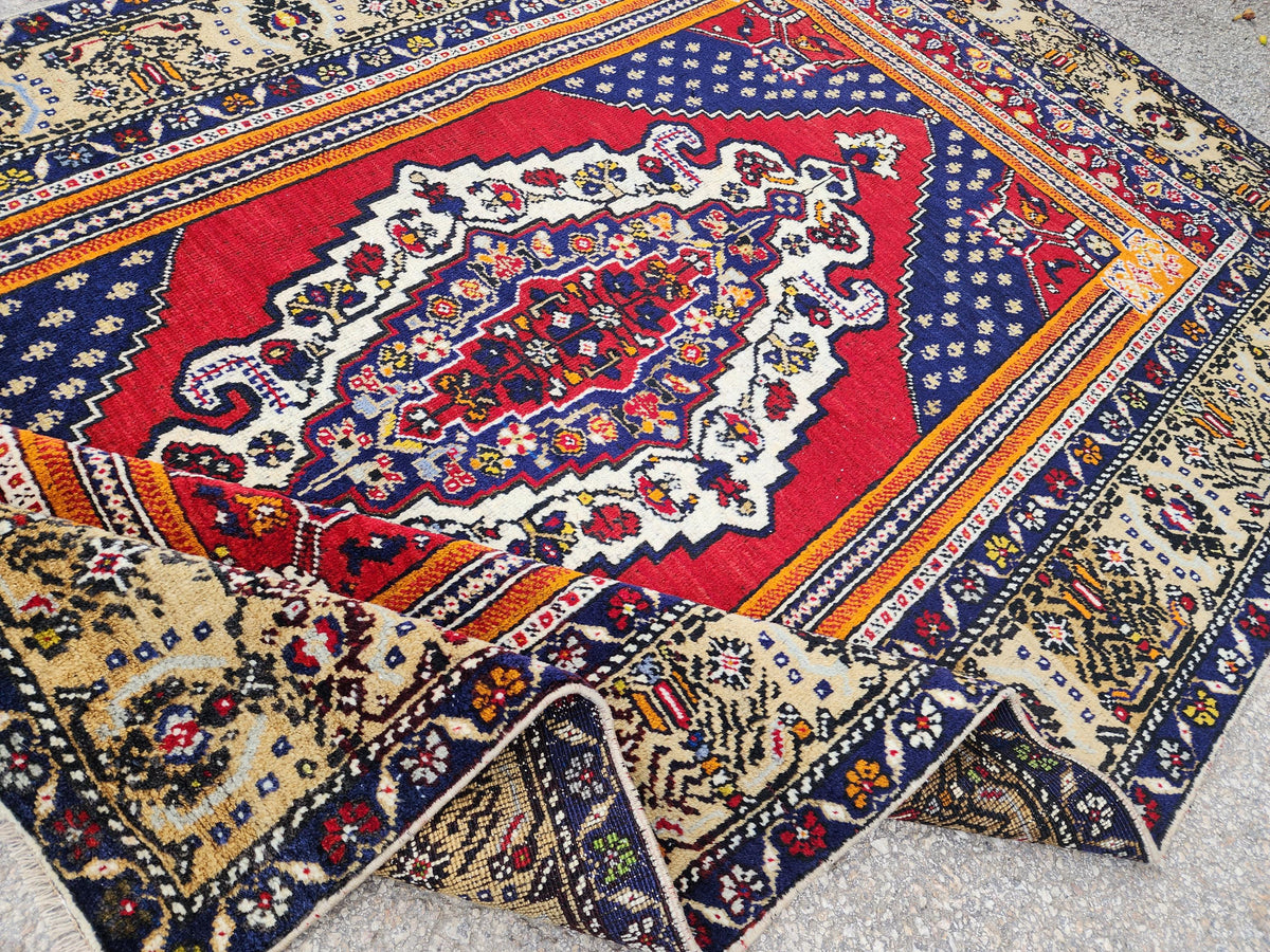 5x8 Hand Made Area Rug, Oriental Turkish Hand Made Decor, Rustic Home Decor