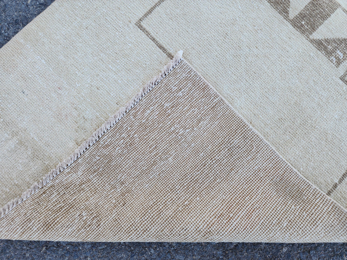 Boho Neutral Rug 2x11, Oriental Hallway Decor, Rustic Up Cycled Wool Runner, Gift For Her
