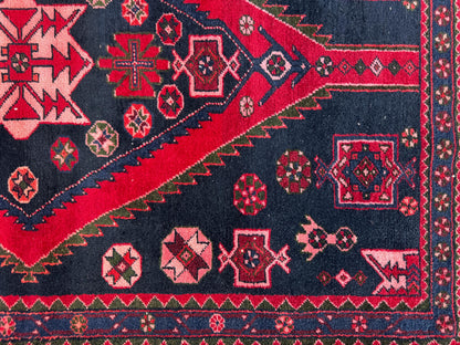 Hand Knotted Turkish Runner Rug 4x10: Oriental Red Entryway Rug