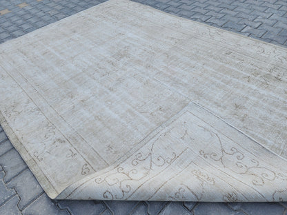7x10 Turkish Rug, Beige Wool Hand Made, Home Interior Decor