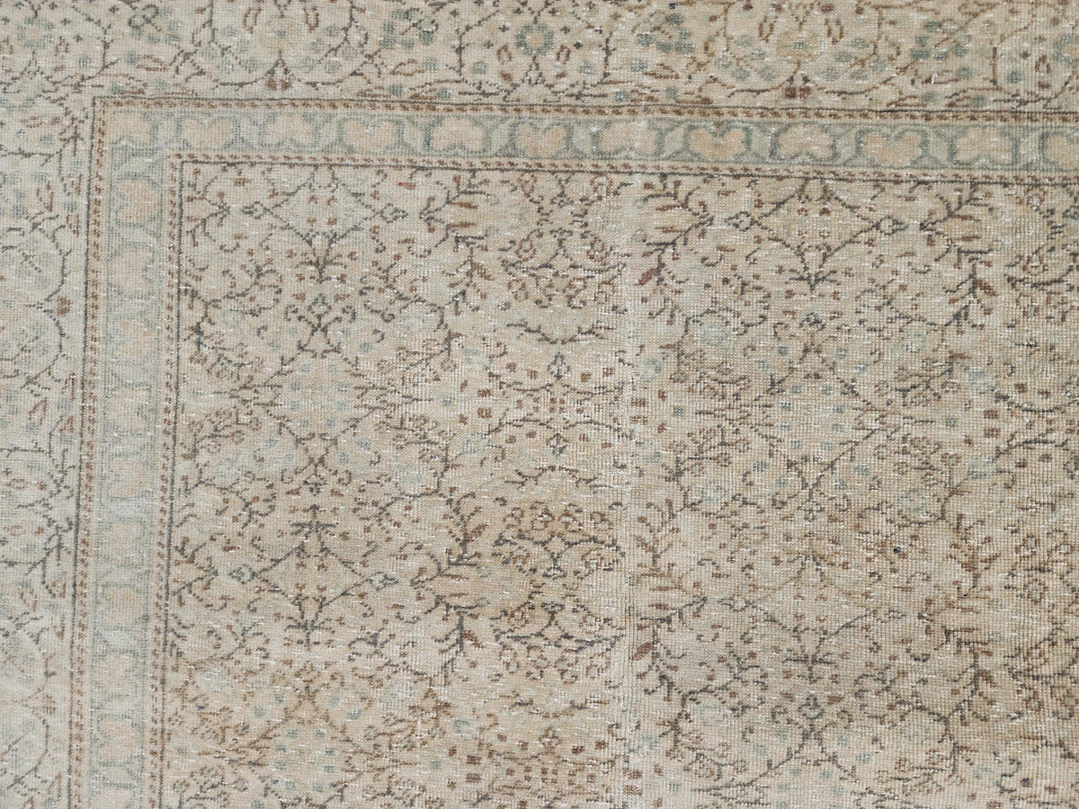 Neutral Turkish Rug 6x9, Kayseri Hand Made Carpet, Oriental Boho Design, Dining Room Decor