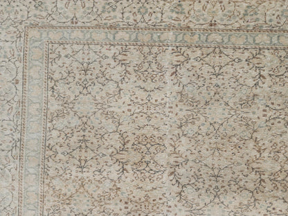 Neutral Turkish Rug 6x9, Kayseri Hand Made Carpet, Oriental Boho Design, Dining Room Decor