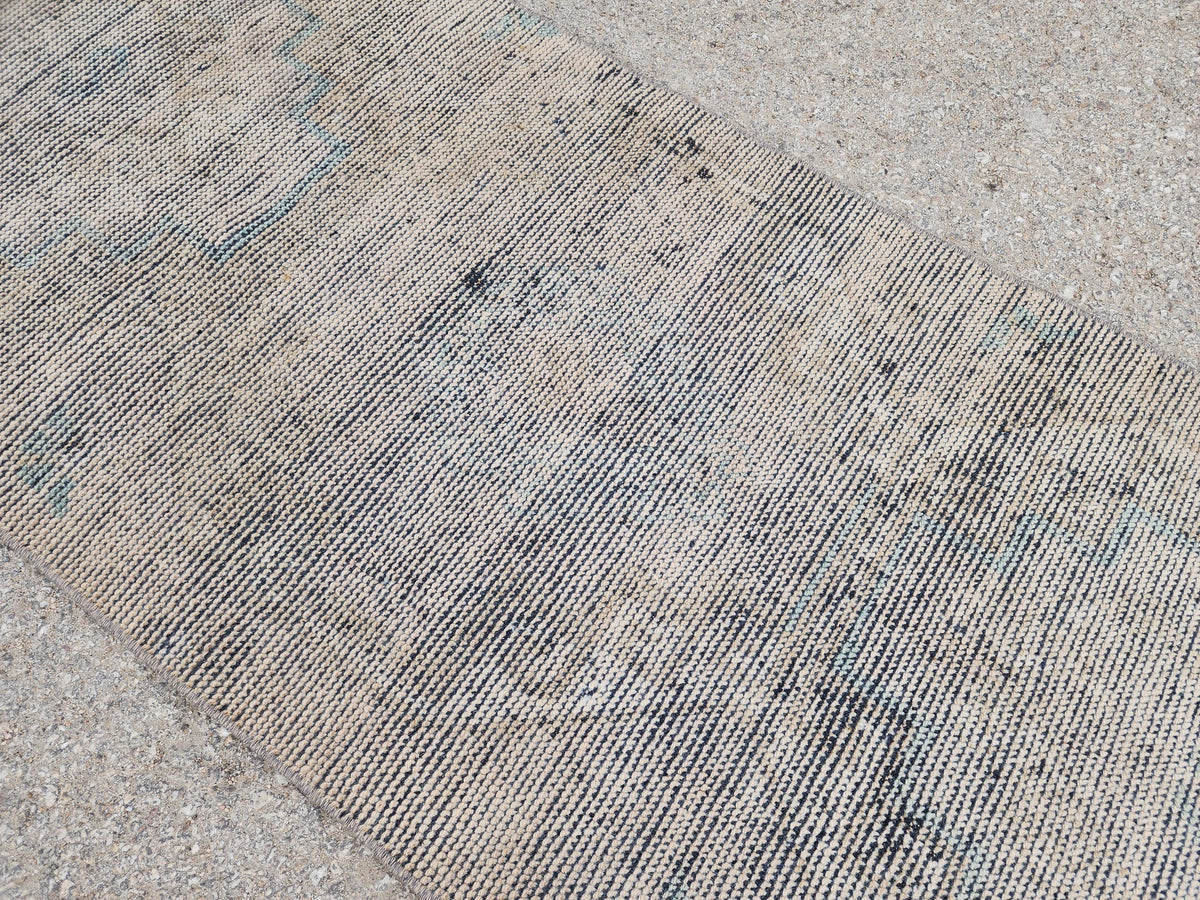 Gray Turkish Wool Runner Rug 2x6: Rustic Oriental Decor