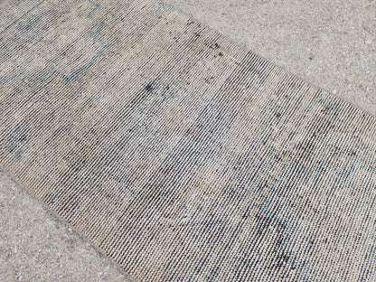 Gray Turkish Wool Runner Rug 2x6: Rustic Oriental Decor