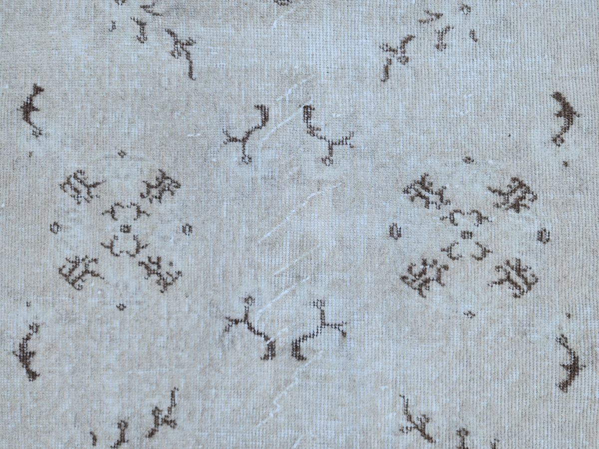 Handwoven Turkish Oushak Rug 4x7: Beige Wool, Bohemian Style