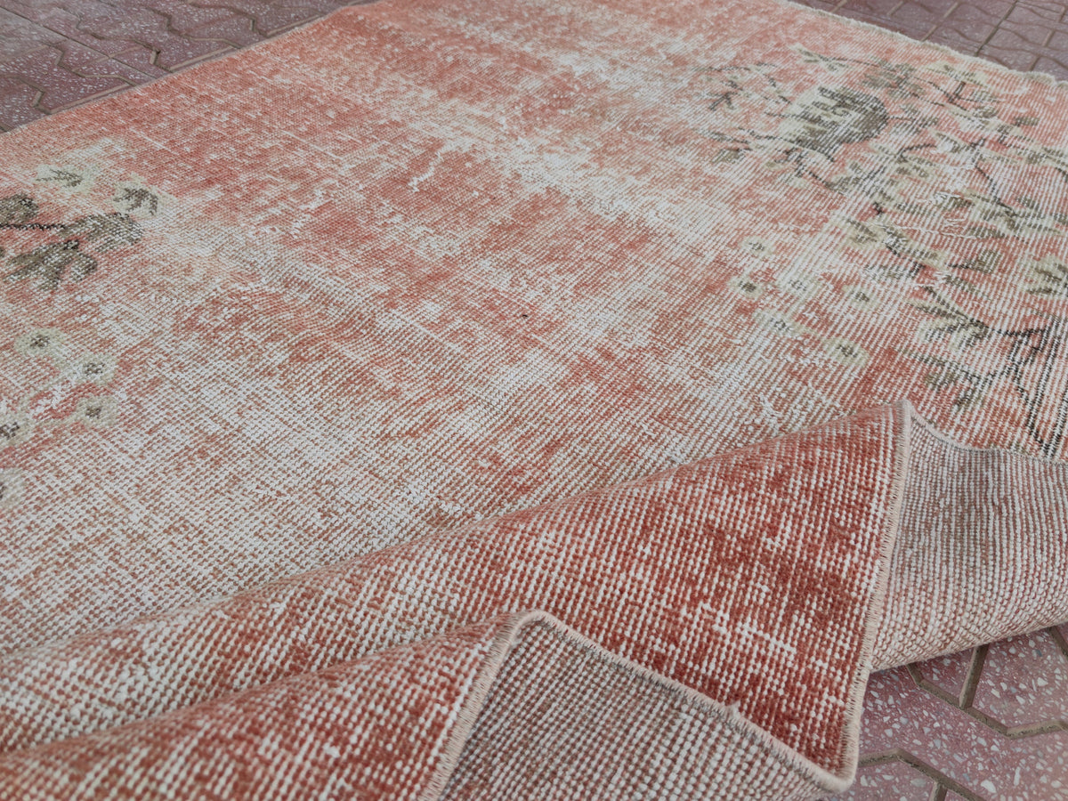 Handwoven Turkish Oushak Rug: Bohemian Wool & Cotton Area Rug (3.4x6.7)