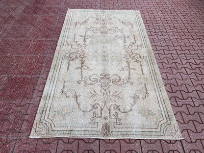 Handwoven Turkish Oushak Rug 4x7: Wool & Cotton Anatolian Carpet