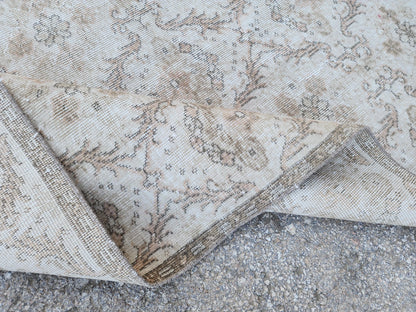4x7 Oushak Small Rug, Neutral Turkish Hand Woven, Bohem Home Decor