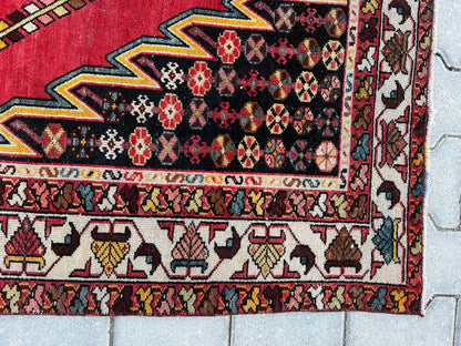 4x6 Vintage Turkish Wool Rug: Distressed Oushak Area Rug