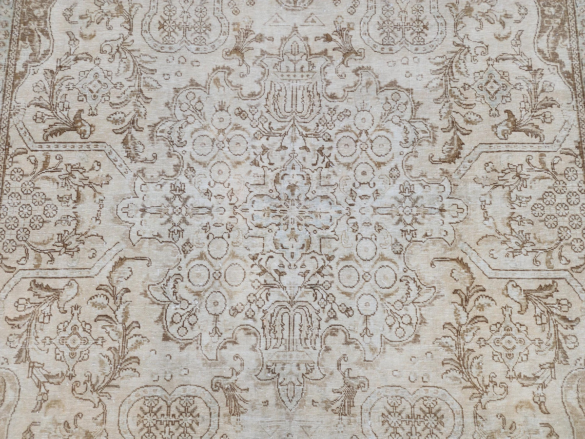 7x11 Hand Woven Wool Rug: Home Decor Rustic Decor, Beige and Brown Carpet