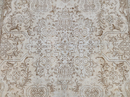 7x11 Hand Woven Wool Rug: Home Decor Rustic Decor, Beige and Brown Carpet