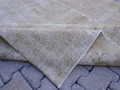 6x10 Neural Turkish Oushak Rug: Green Neutral Wool Bohemian Rug