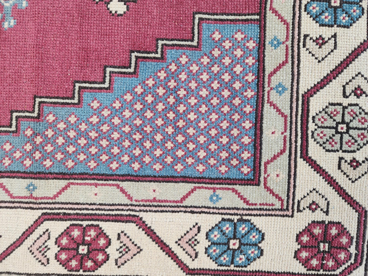 4x9 Turkish Wool rug, Bohemian Living Room Decor, Oriental Hand Made Carpet