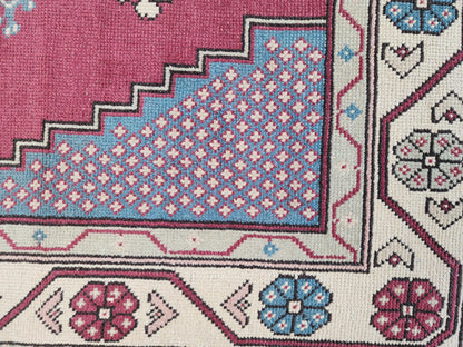 4x9 Turkish Wool rug, Bohemian Living Room Decor, Oriental Hand Made Carpet