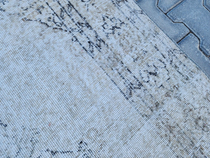5x9 Hand Knotted Oushak Rug: Green & Beige Turkish Decor
