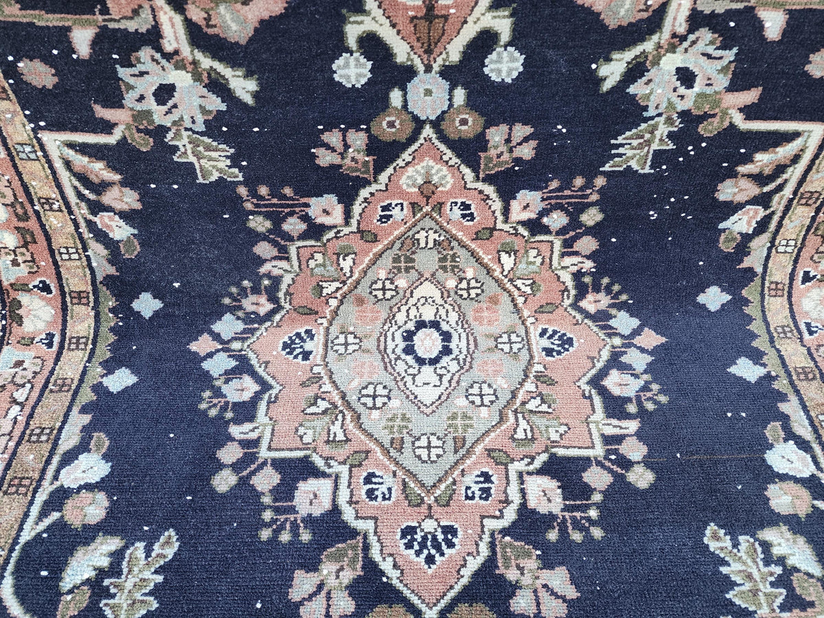 4x9 Hand Made Runner Rug: Navy Blue, Home Rustic Entry Decor