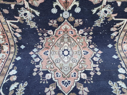 4x9 Hand Made Runner Rug: Navy Blue, Home Rustic Entry Decor