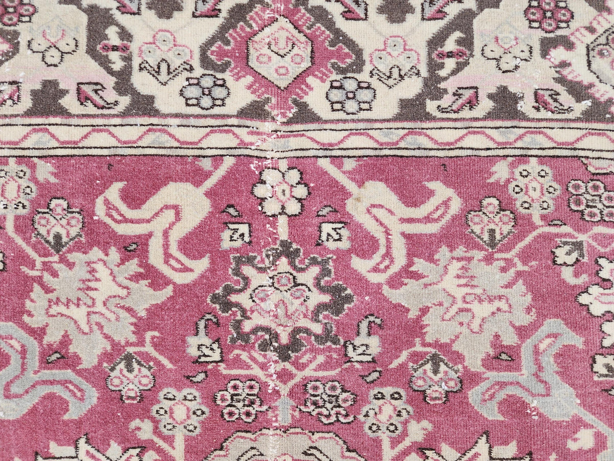 6x8 Turkish Hand Made Rug, Bohemian Rustic Decor, Oushak Red Wool Carpet