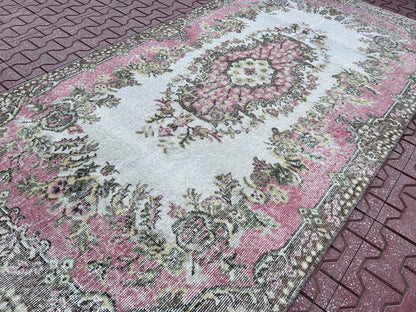 Handwoven Turkish Oushak Rug 4x7: Wool & Cotton Blend