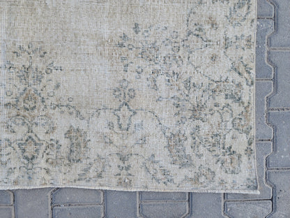 7x10 Medallion Turkish Rug, Oriental Living Room Decor, Beige and Soft Green