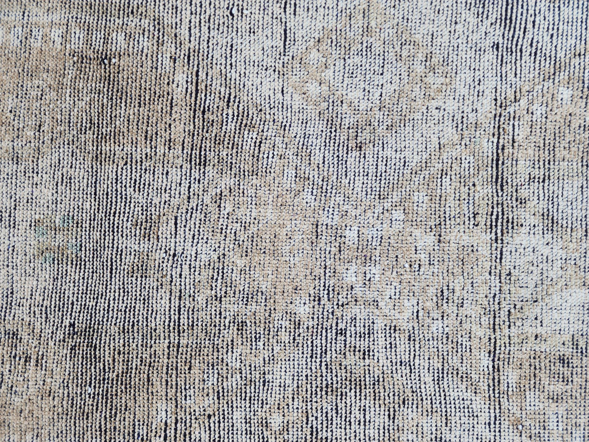 Turkish Wool Runner Rug 3x11: Gray Rustic Farmhouse Decor