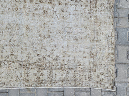 Wool Turkish Rug 6x10: Beige Isparta Rug, Muted Design