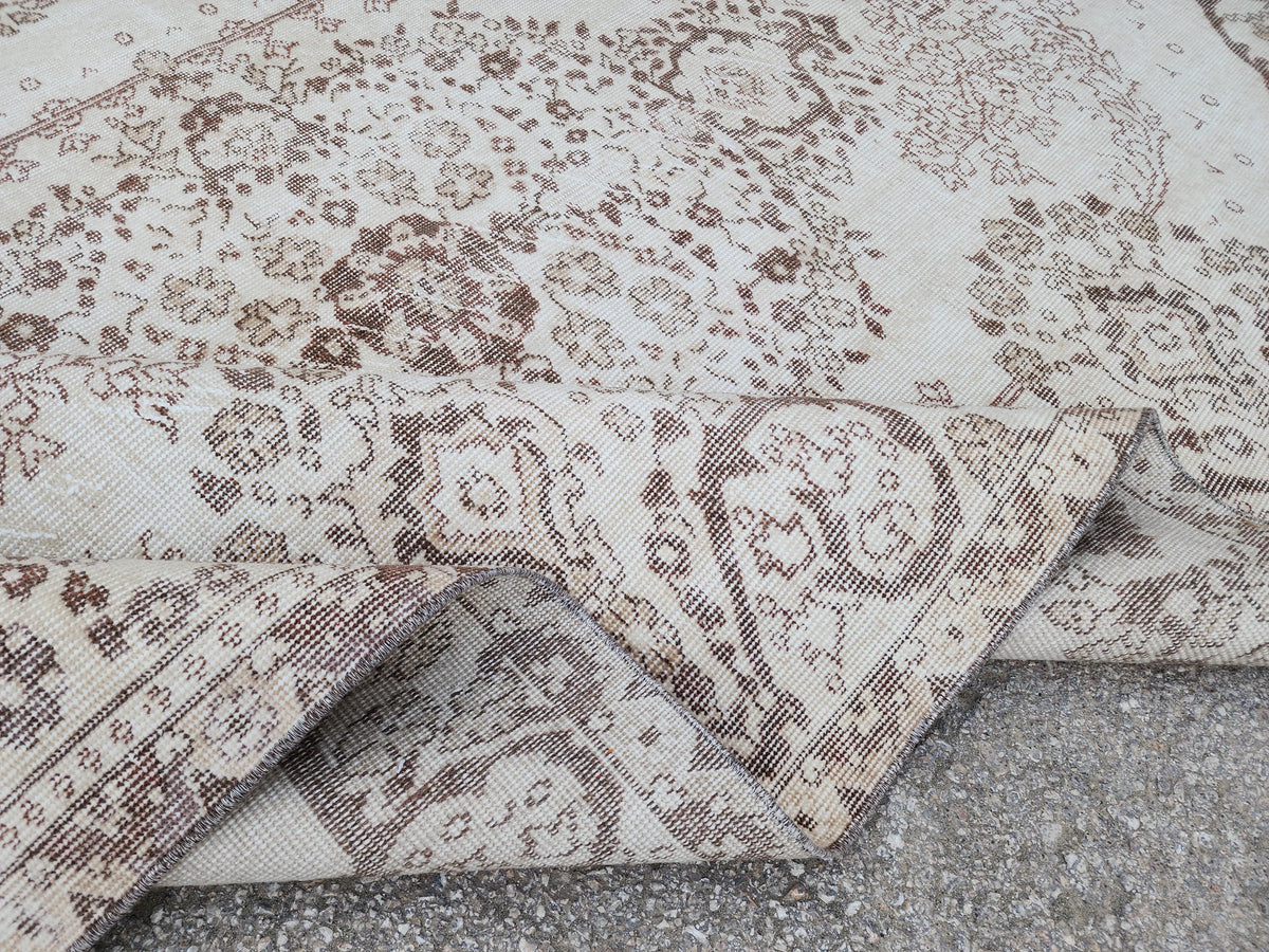 Oushak Neutral Rug 6x9: Hand Knotted Rustic Rug, Farmhouse Boho Decor