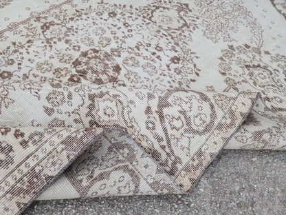 Oushak Neutral Rug 6x9: Hand Knotted Rustic Rug, Farmhouse Boho Decor