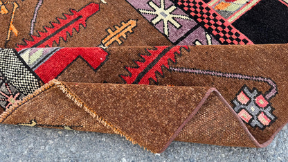 3x10 Kars Rustic Runner Rug, Hand Knotted Up Cycled Wool, Hallway Decor