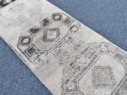 2x12 Neutral Runner Rug, Hand-Knotted Hallway & Entryway Rug, Earth Tone Decor